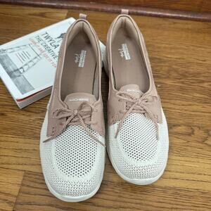 Skechers On-The-Go-Ideal Seas The Day Taupe Natural Boat Shoes